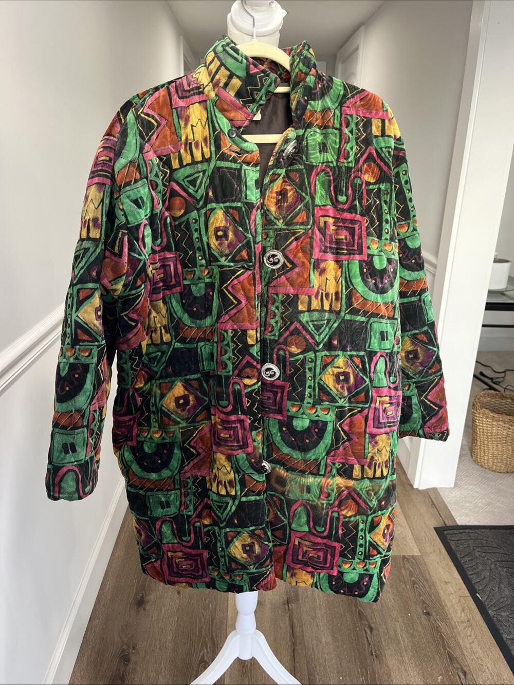 Vintage Sunshine USA Quilted Wearable Art Jacket Women XL Oversized Lined